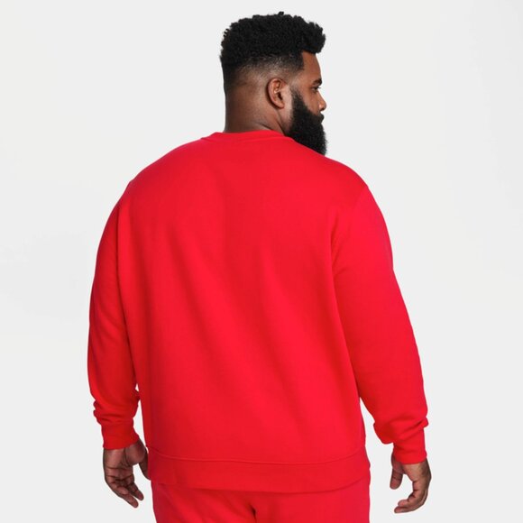Nike Sportswear Club Fleece Men's Crew Sweatshirt Top Red 3XL - Picture 3 of 10